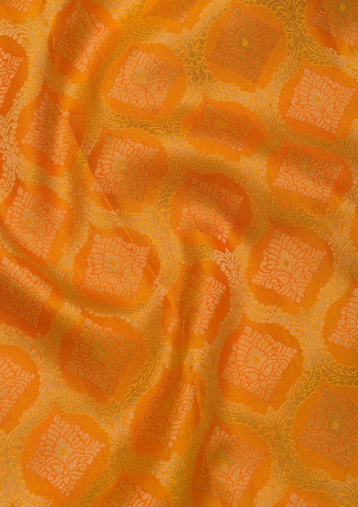 Yellow Zariwork Pure Silk Saree-Koskii