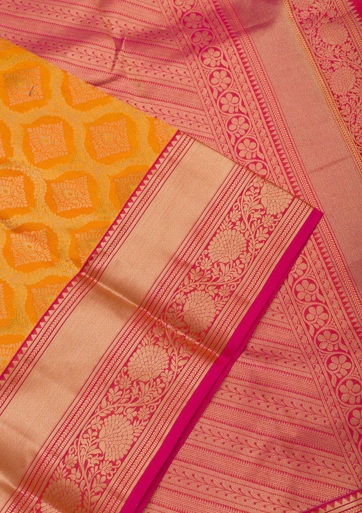 Yellow Zariwork Pure Silk Saree-Koskii