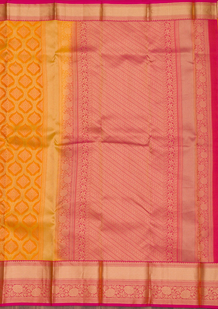Yellow Zariwork Pure Silk Saree-Koskii