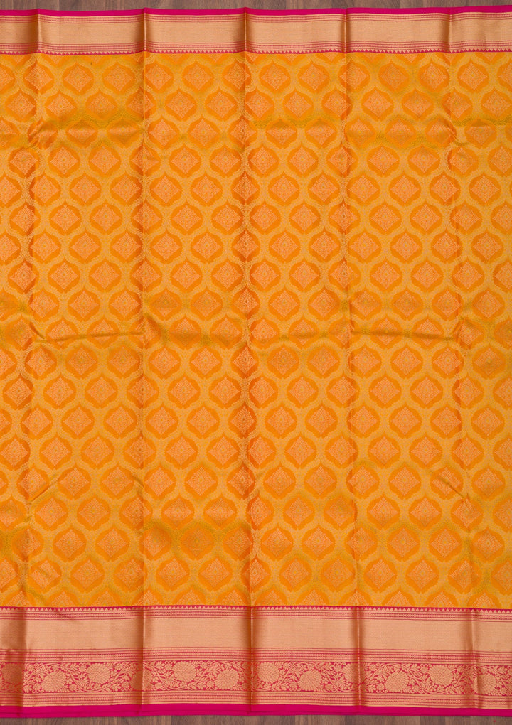 Yellow Zariwork Pure Silk Saree-Koskii