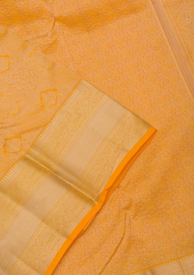 Yellow Zariwork Pure Silk Saree-Koskii