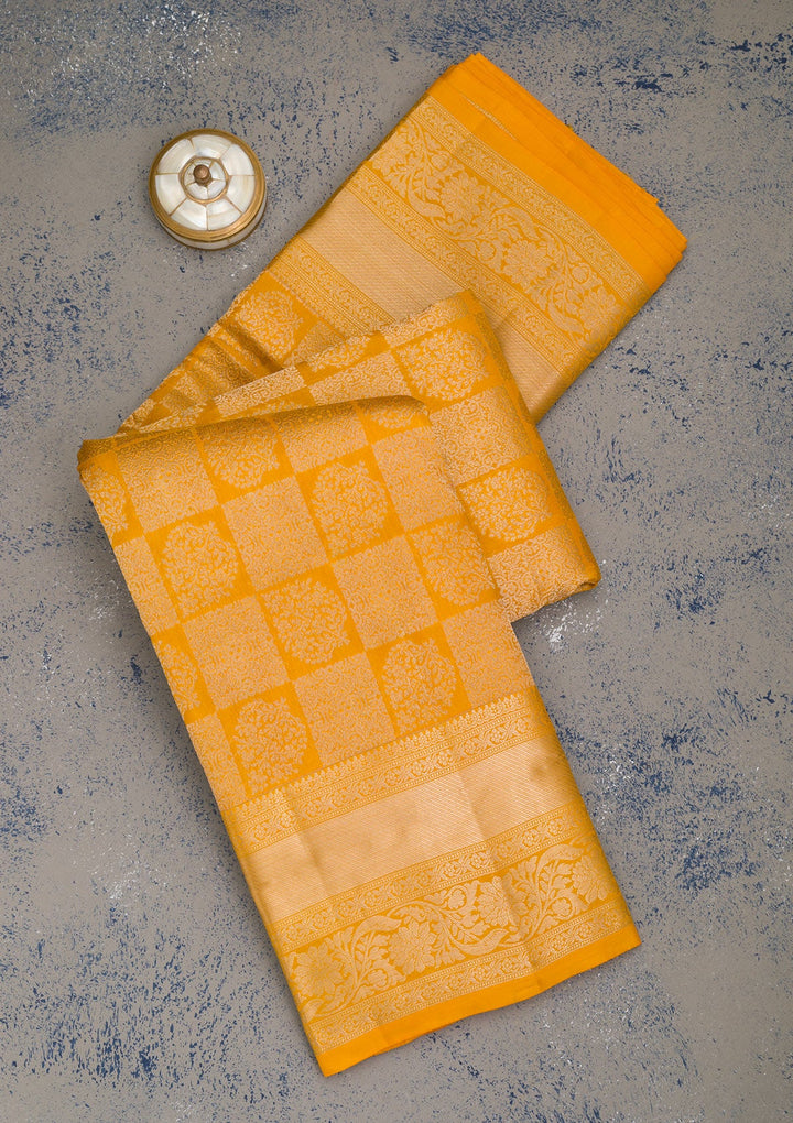 Yellow Zariwork Pure Silk Saree-Koskii