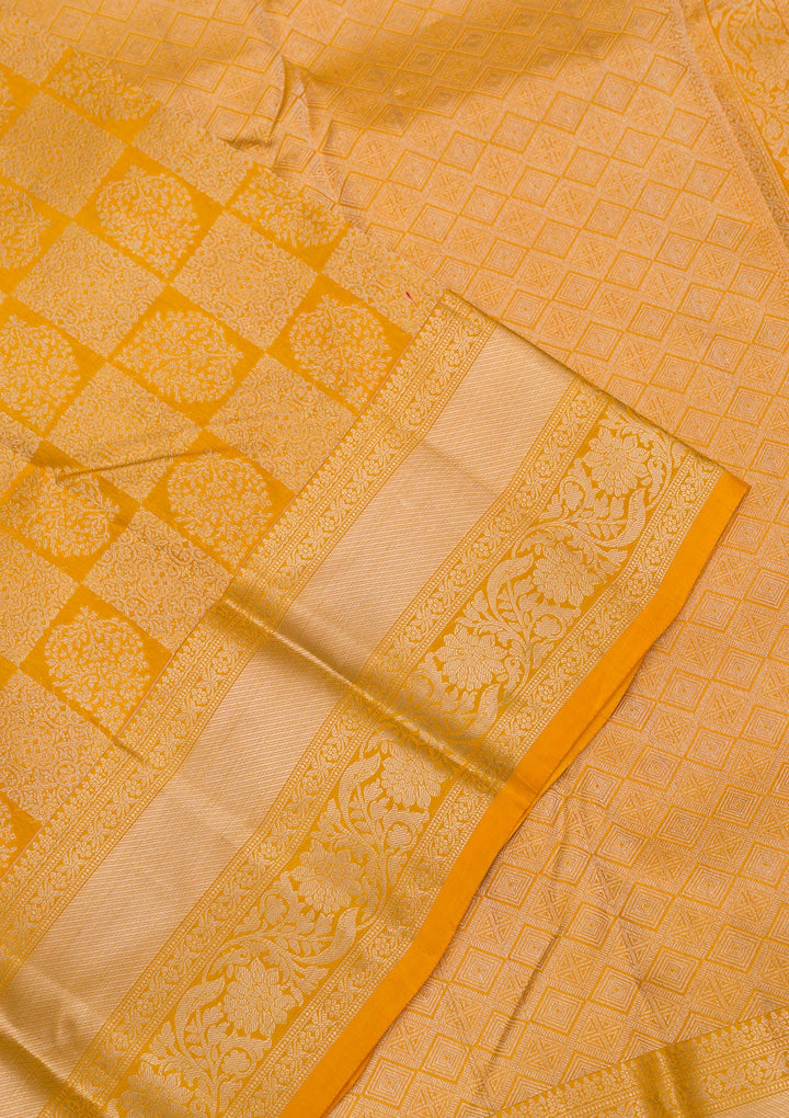 Yellow Zariwork Pure Silk Saree-Koskii