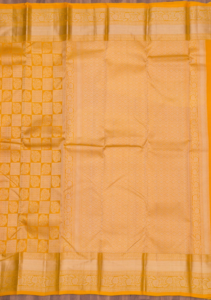 Yellow Zariwork Pure Silk Saree-Koskii