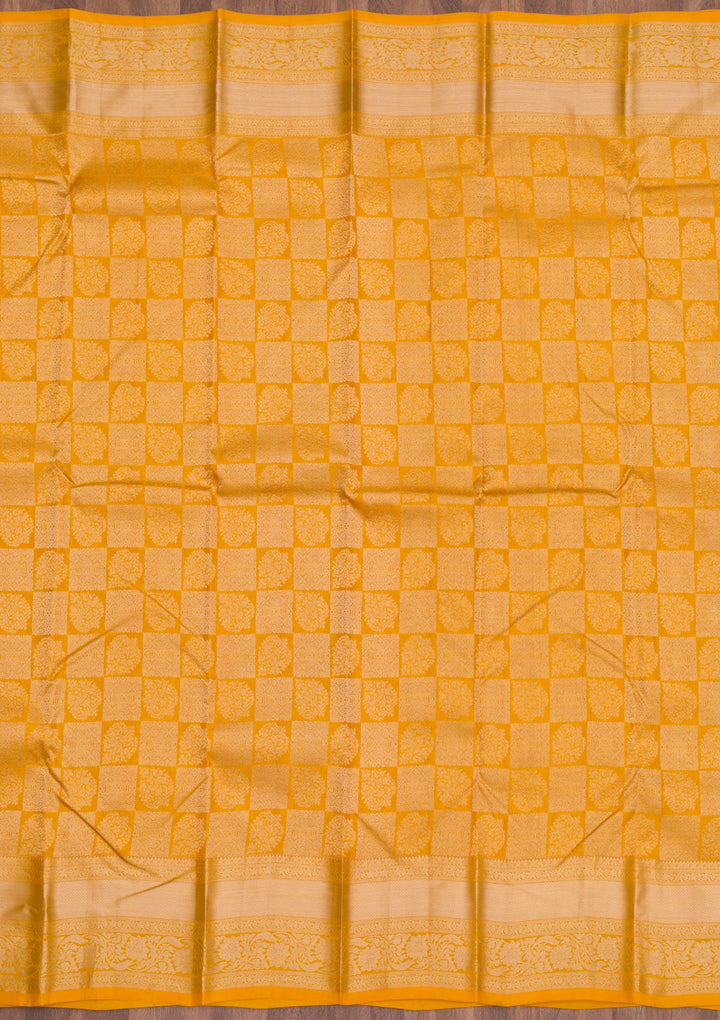 Yellow Zariwork Pure Silk Saree-Koskii