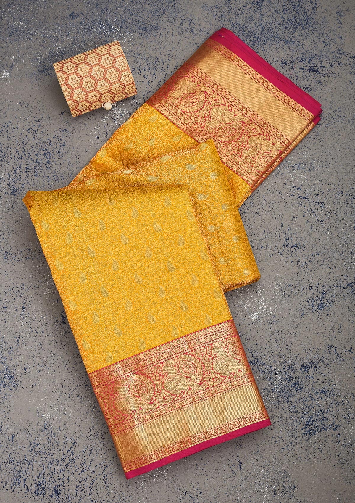 Yellow Zariwork Pure Silk Saree-Koskii