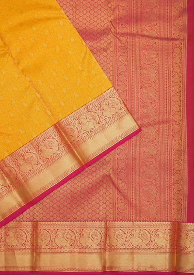 Yellow Zariwork Pure Silk Saree-Koskii