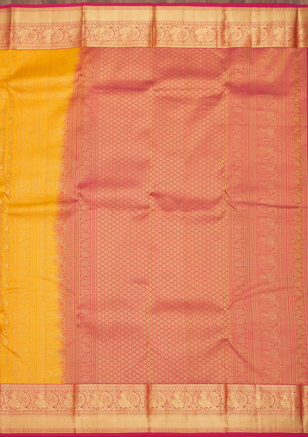 Yellow Zariwork Pure Silk Saree-Koskii