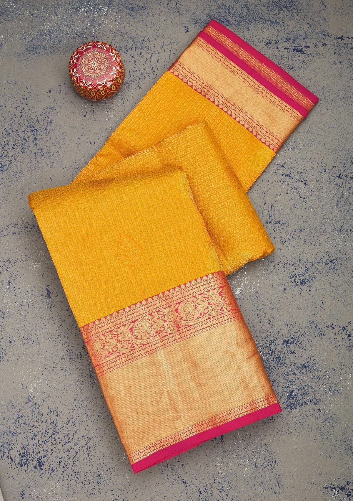 Yellow Zariwork Pure Silk Saree-Koskii