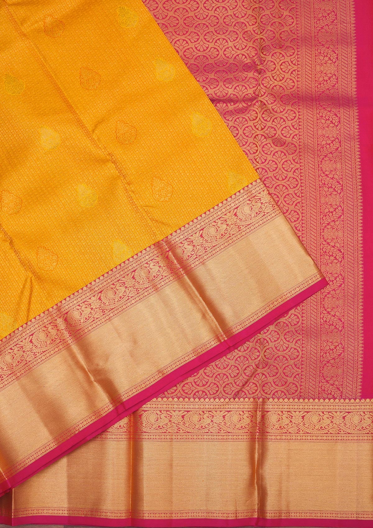 Yellow Zariwork Pure Silk Saree-Koskii