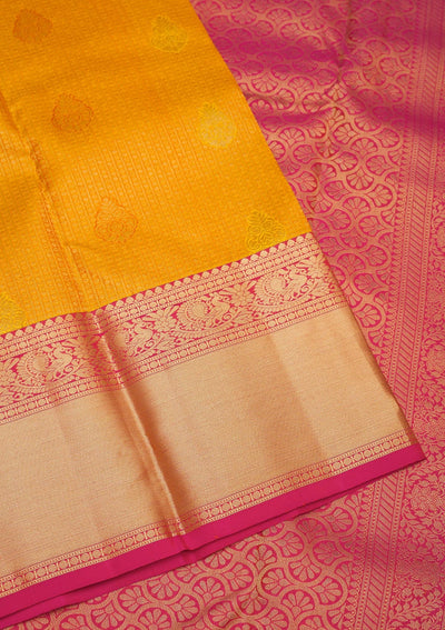 Yellow Zariwork Pure Silk Saree-Koskii