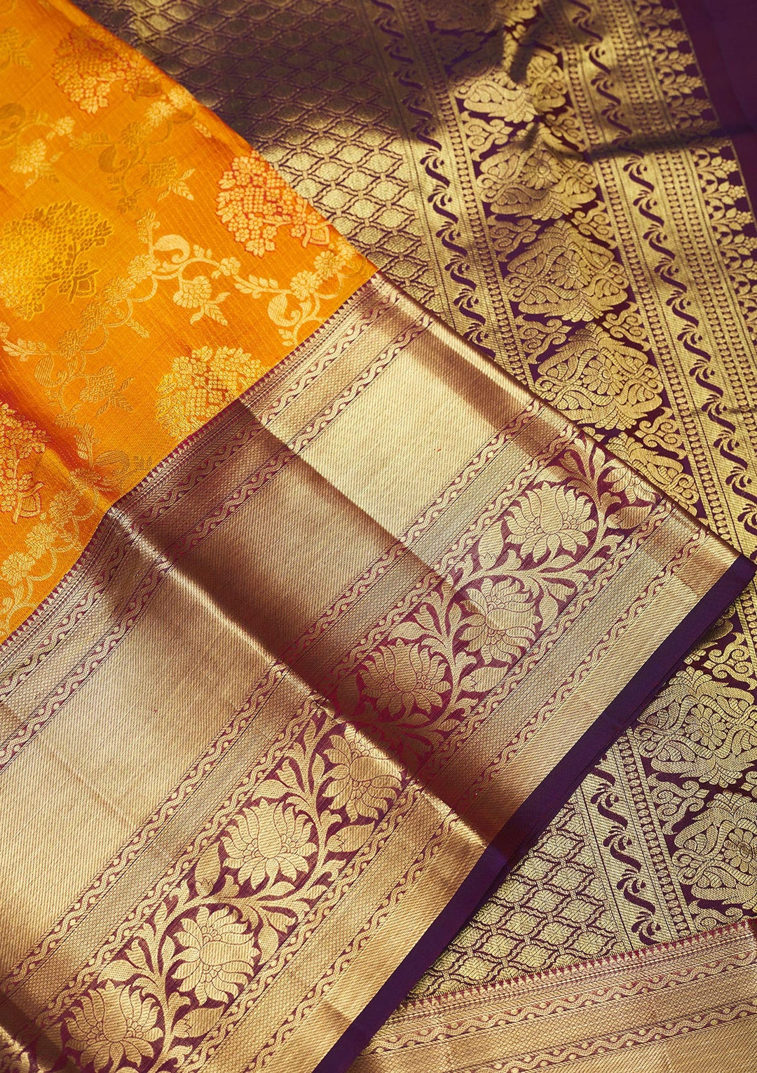 Yellow Zariwork Pure Silk Saree-Koskii