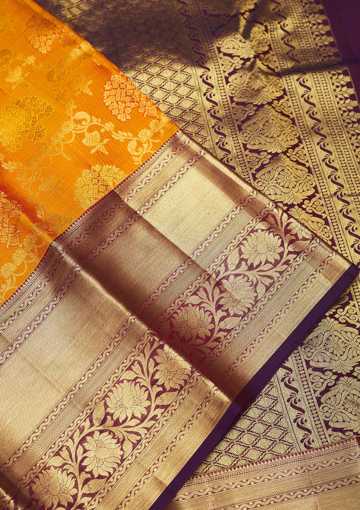 Yellow Zariwork Pure Silk Saree-Koskii