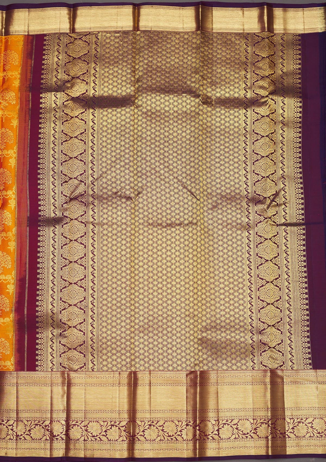 Yellow Zariwork Pure Silk Saree-Koskii