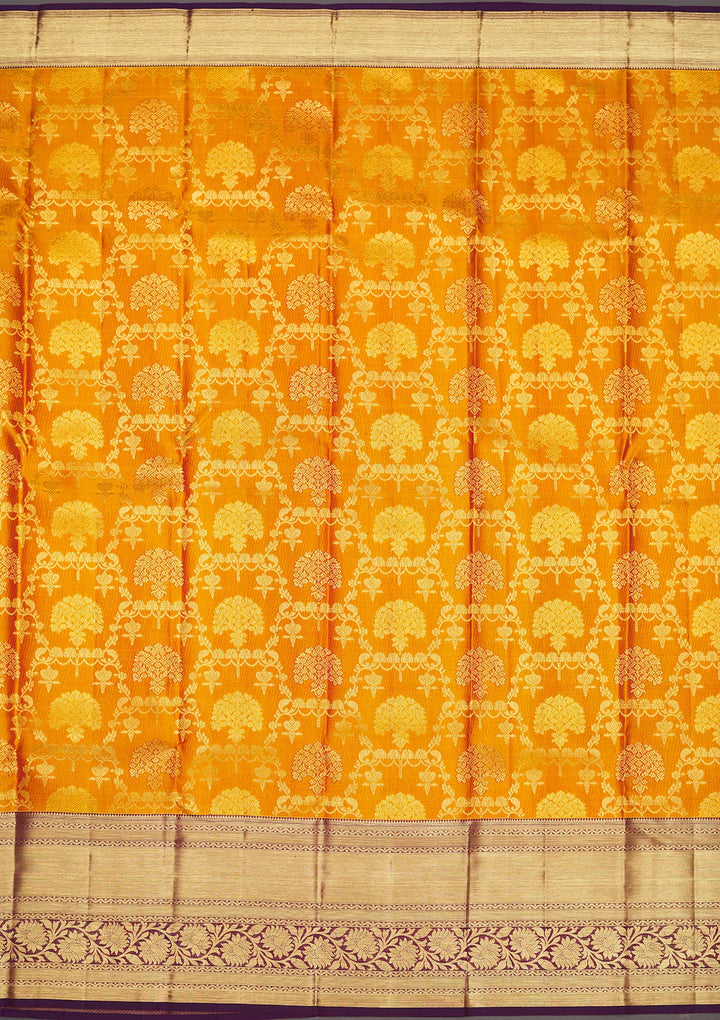 Yellow Zariwork Pure Silk Saree-Koskii