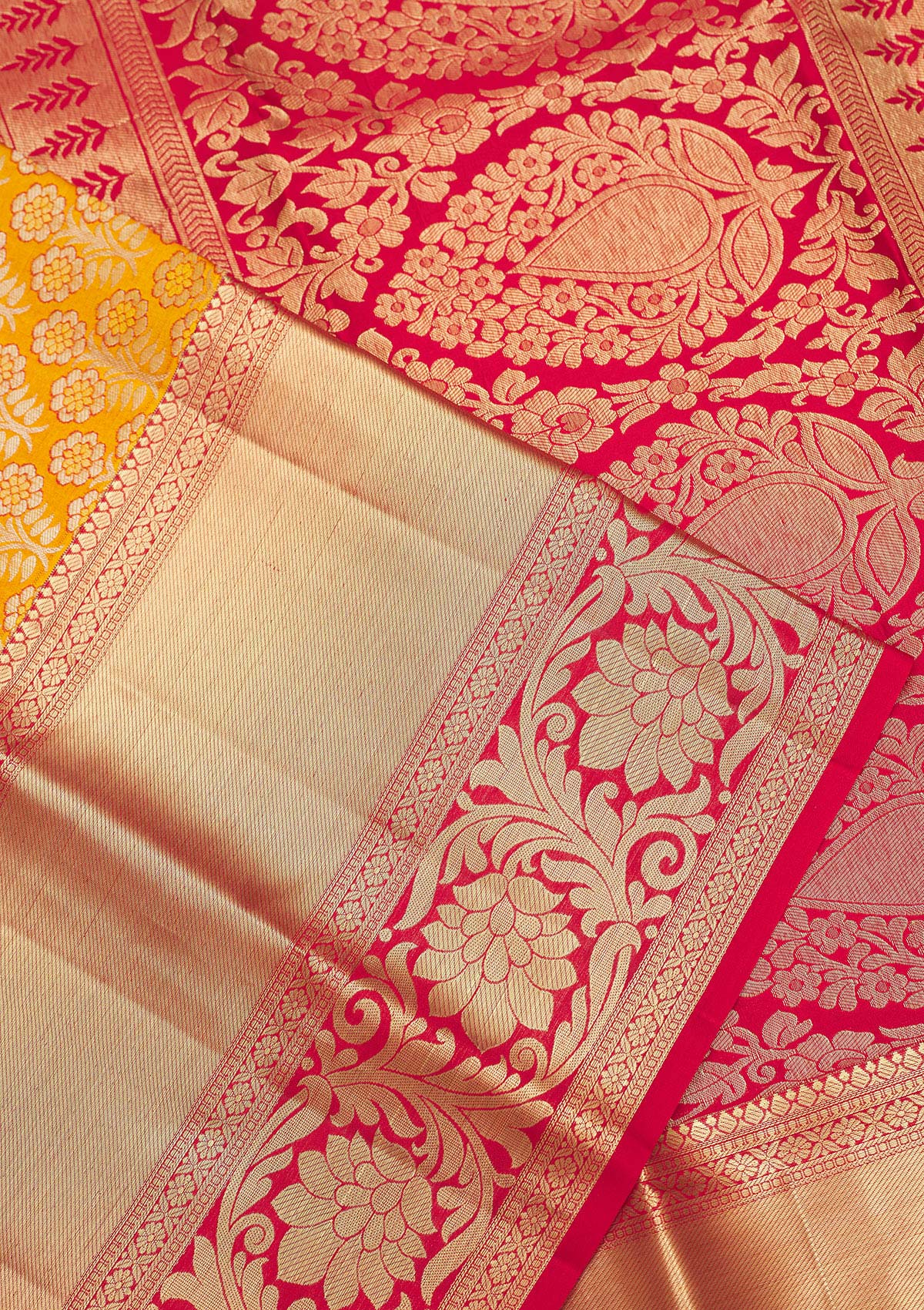 Yellow Zariwork Pure Silk Saree-Koskii