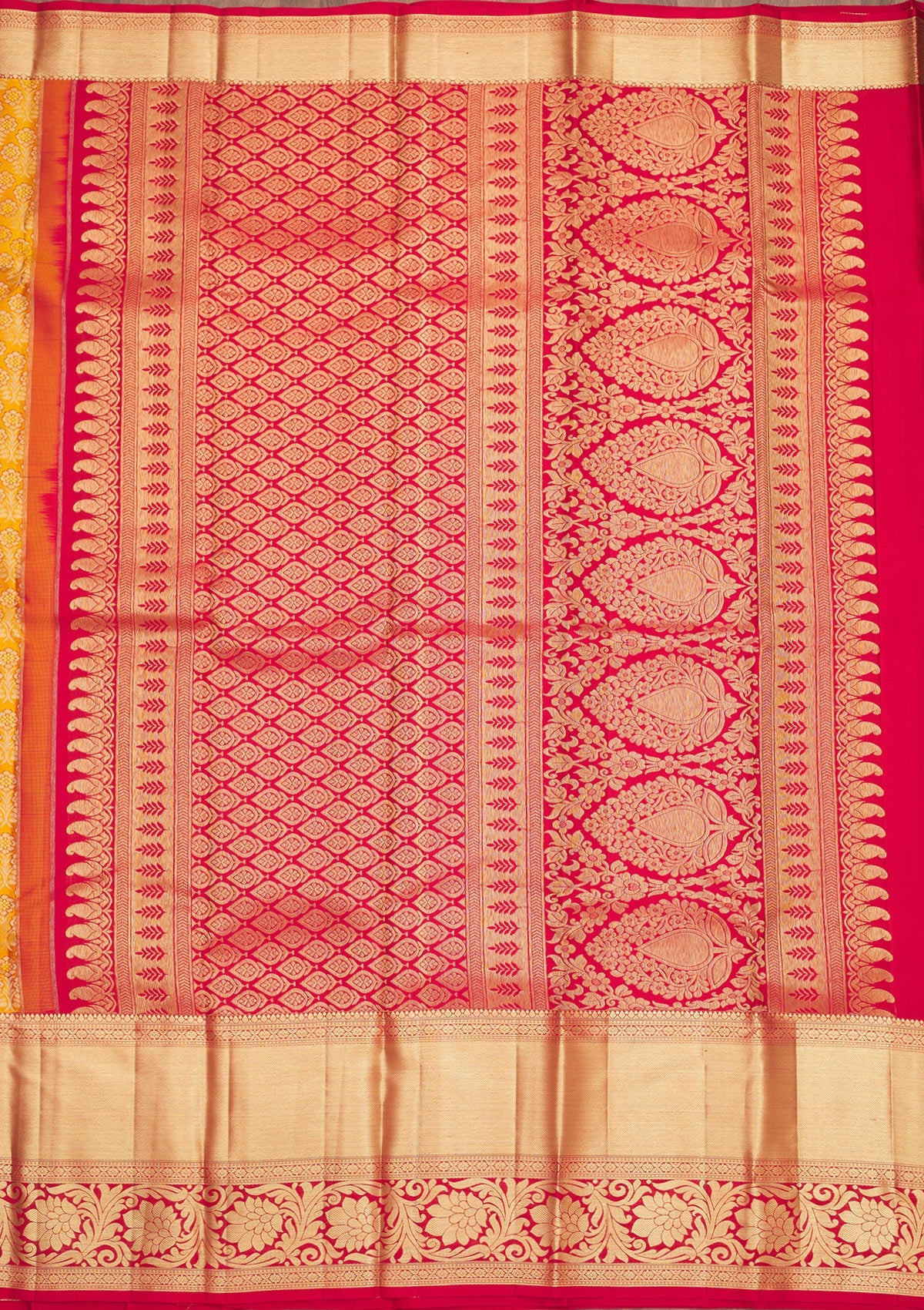 Yellow Zariwork Pure Silk Saree-Koskii