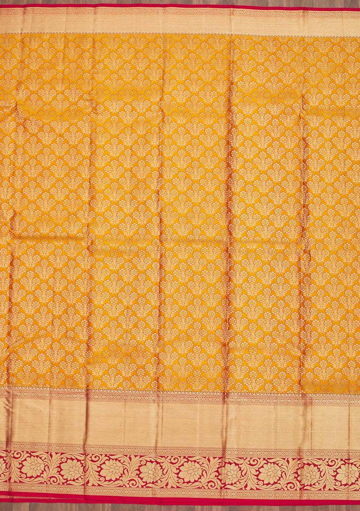 Yellow Zariwork Pure Silk Saree-Koskii