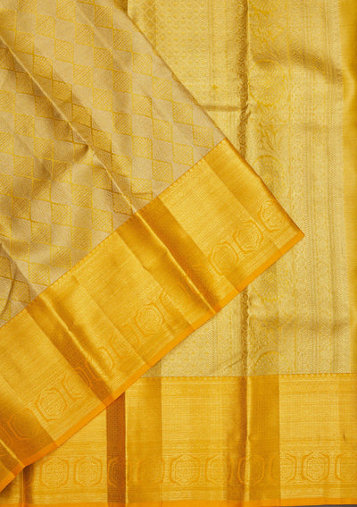 Yellow Zariwork Pure Silk Saree-Koskii