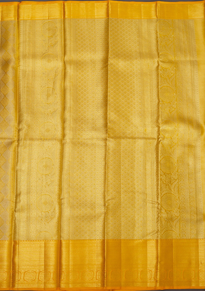 Yellow Zariwork Pure Silk Saree-Koskii