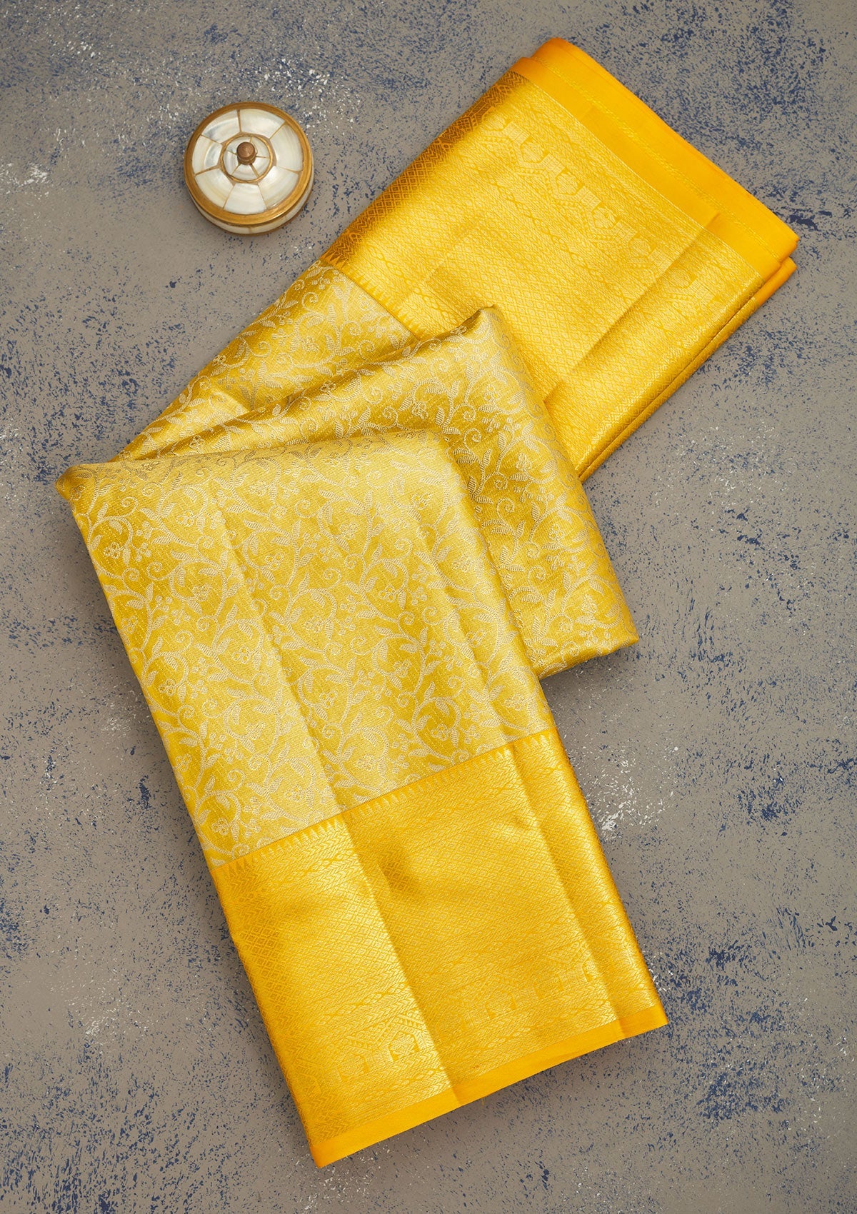 Yellow Zariwork Pure Silk Saree-Koskii