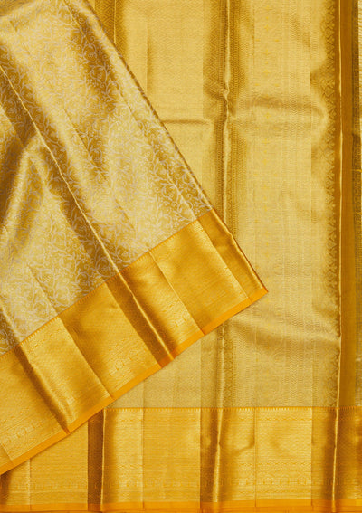 Yellow Zariwork Pure Silk Saree-Koskii