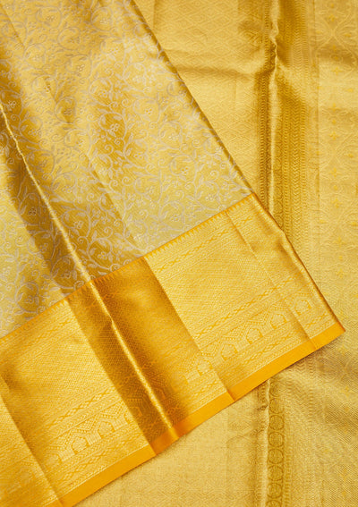 Yellow Zariwork Pure Silk Saree-Koskii