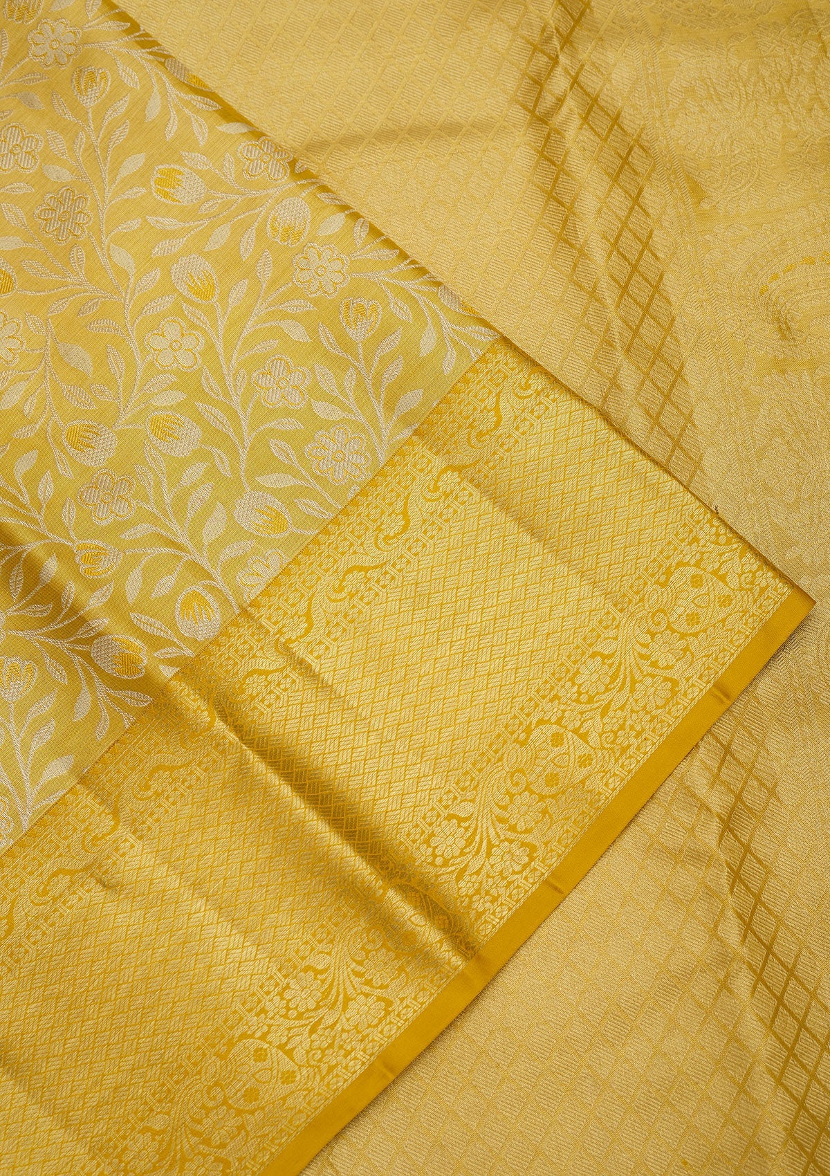 Yellow Zariwork Pure Silk Saree-Koskii