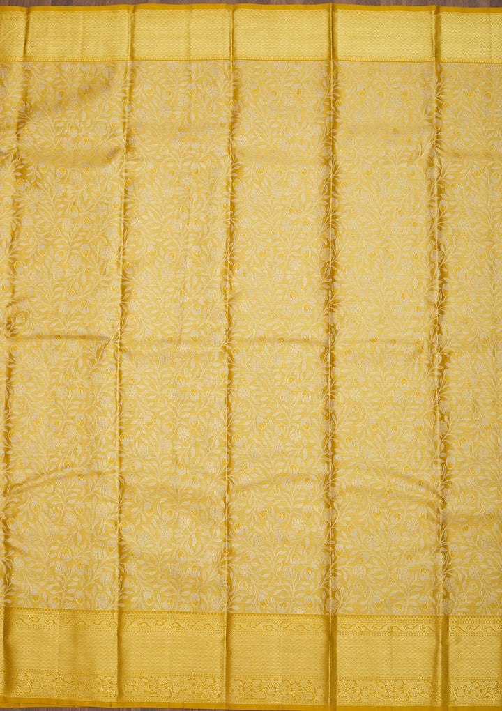 Yellow Zariwork Pure Silk Saree-Koskii