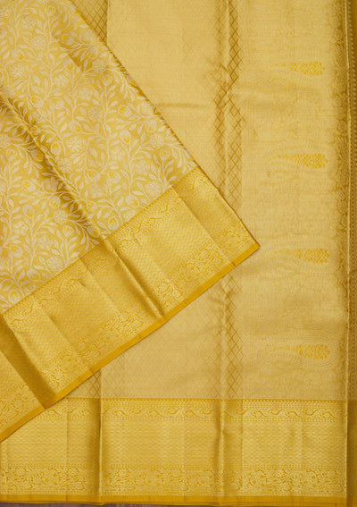 Yellow Zariwork Pure Silk Saree-Koskii