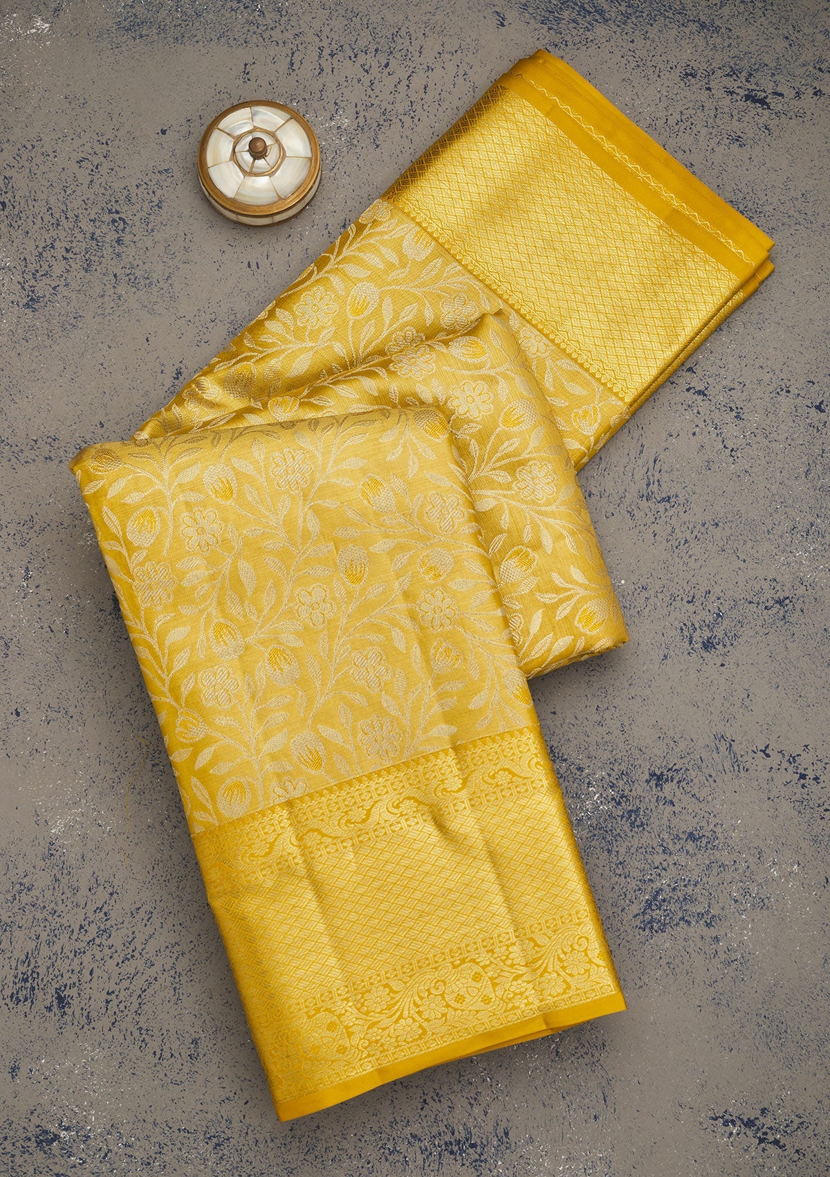 Yellow Zariwork Pure Silk Saree-Koskii