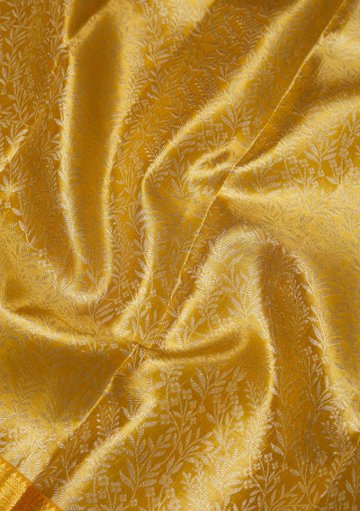 Yellow Zariwork Pure Silk Saree-Koskii