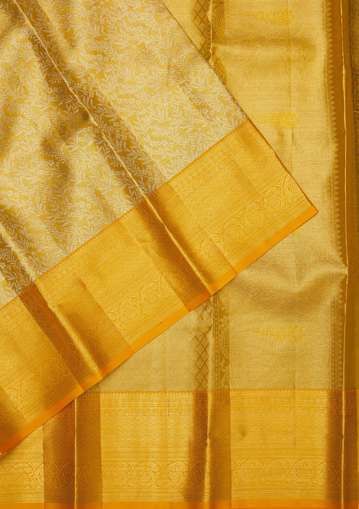 Yellow Zariwork Pure Silk Saree-Koskii