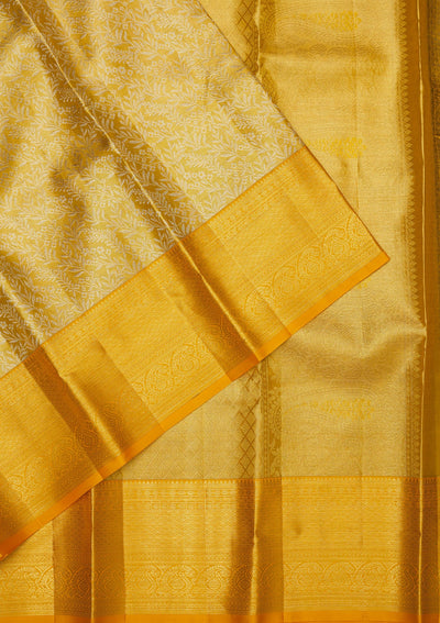 Yellow Zariwork Pure Silk Saree-Koskii