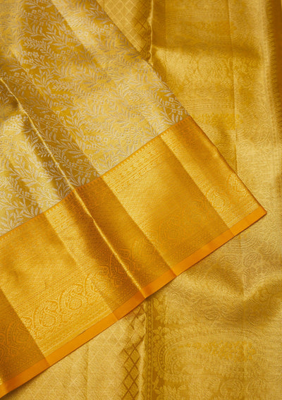 Yellow Zariwork Pure Silk Saree-Koskii