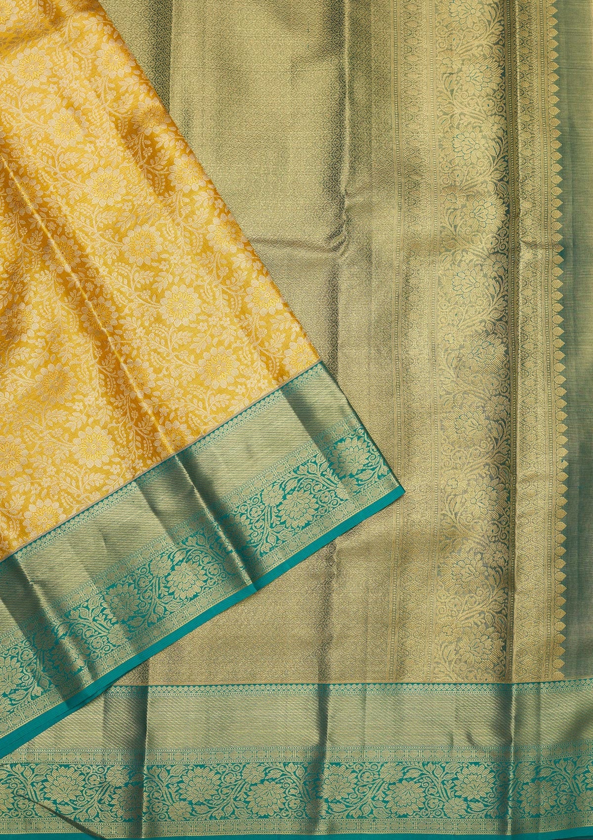 Yellow Zariwork Pure Silk Saree-Koskii