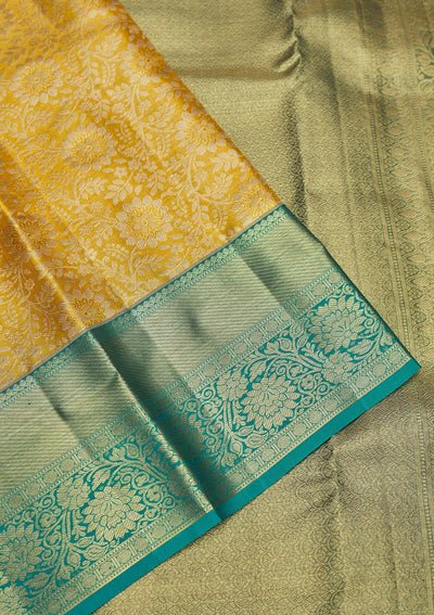 Yellow Zariwork Pure Silk Saree-Koskii