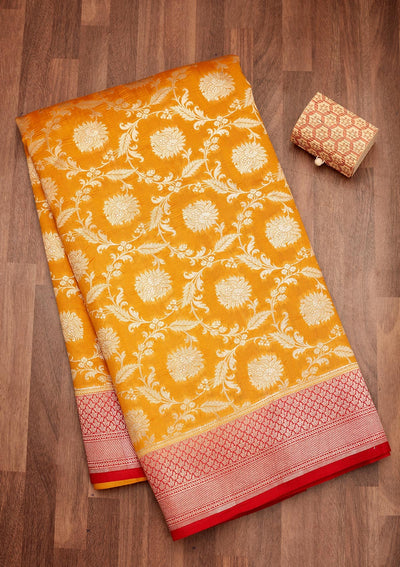 Yellow Zariwork Pure Silk Saree-Koskii