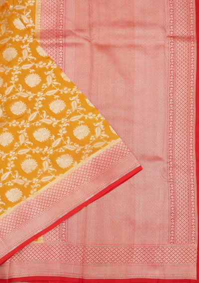 Yellow Zariwork Pure Silk Saree-Koskii