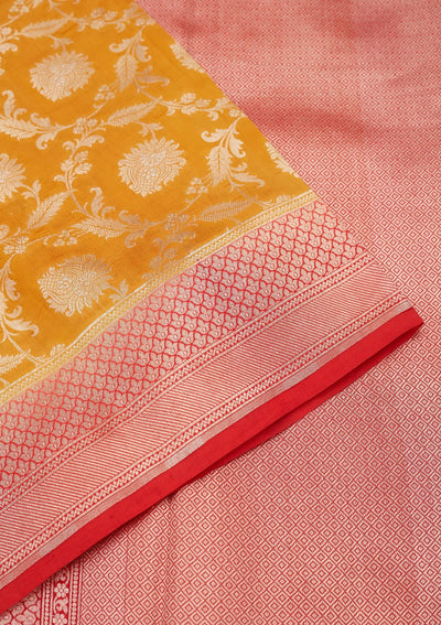 Yellow Zariwork Pure Silk Saree-Koskii