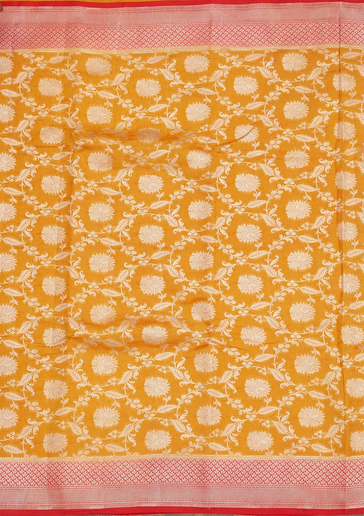 Yellow Zariwork Pure Silk Saree-Koskii