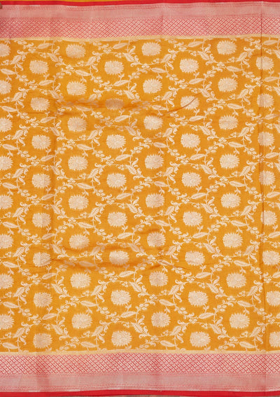 Yellow Zariwork Pure Silk Saree-Koskii