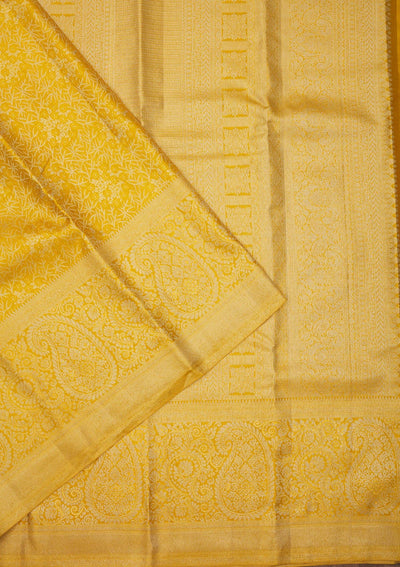 Yellow Zariwork Pure Silk Saree-Koskii