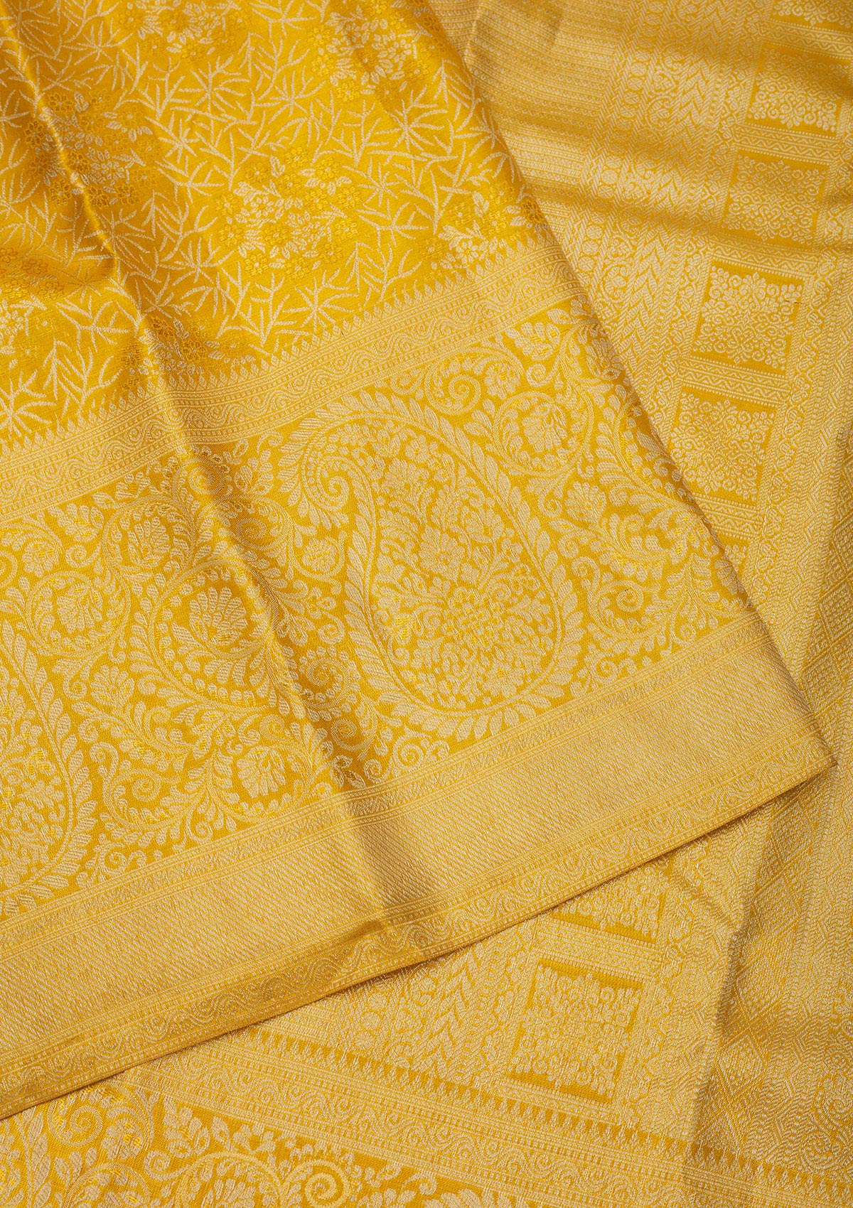 Yellow Zariwork Pure Silk Saree-Koskii