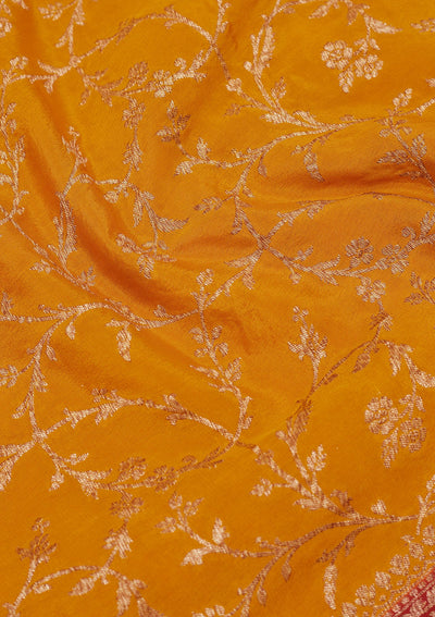 Yellow Zariwork Pure Silk Saree-Koskii