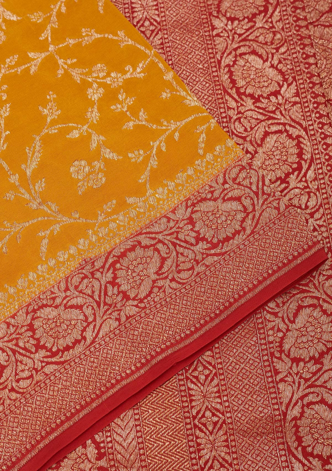Yellow Zariwork Pure Silk Saree-Koskii