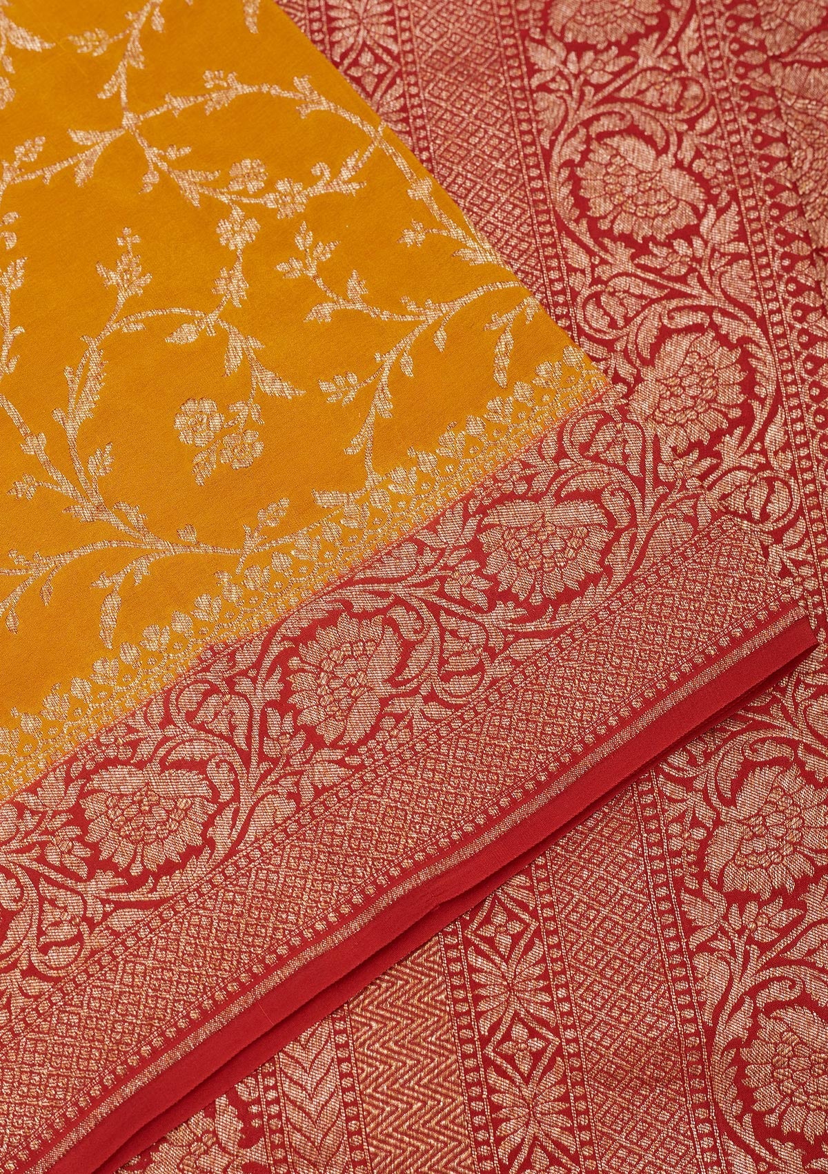 Yellow Zariwork Pure Silk Saree-Koskii