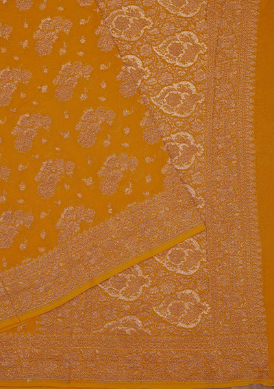 Yellow Zariwork Pure Silk Saree-Koskii