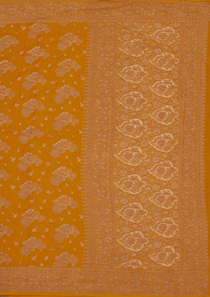 Yellow Zariwork Pure Silk Saree-Koskii