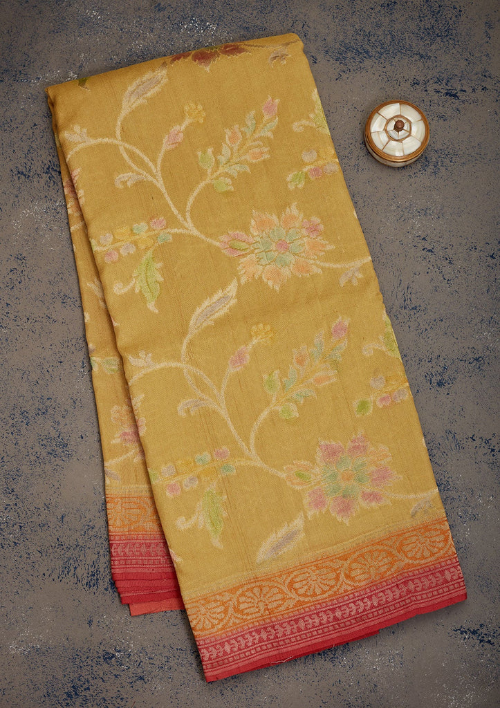 Buy Yellow Zariwork Pure Silk Saree - Koskii